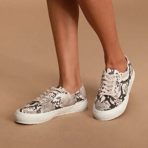 Superga 2750 Synth Snake Taupe Black Snake Sneakers low top Size 38